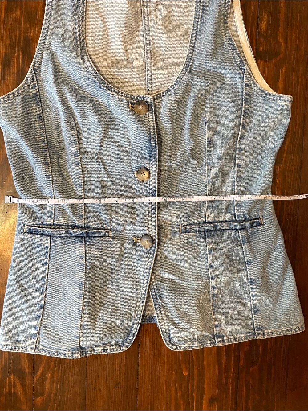 Madewell Light Blue Washed Denim Button Vest - Picture 6 of 6